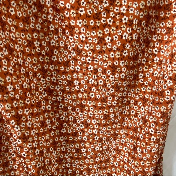 Polly and Esther satin slip floral cami mini dress size large summer cowl rust - Picture 3 of 5